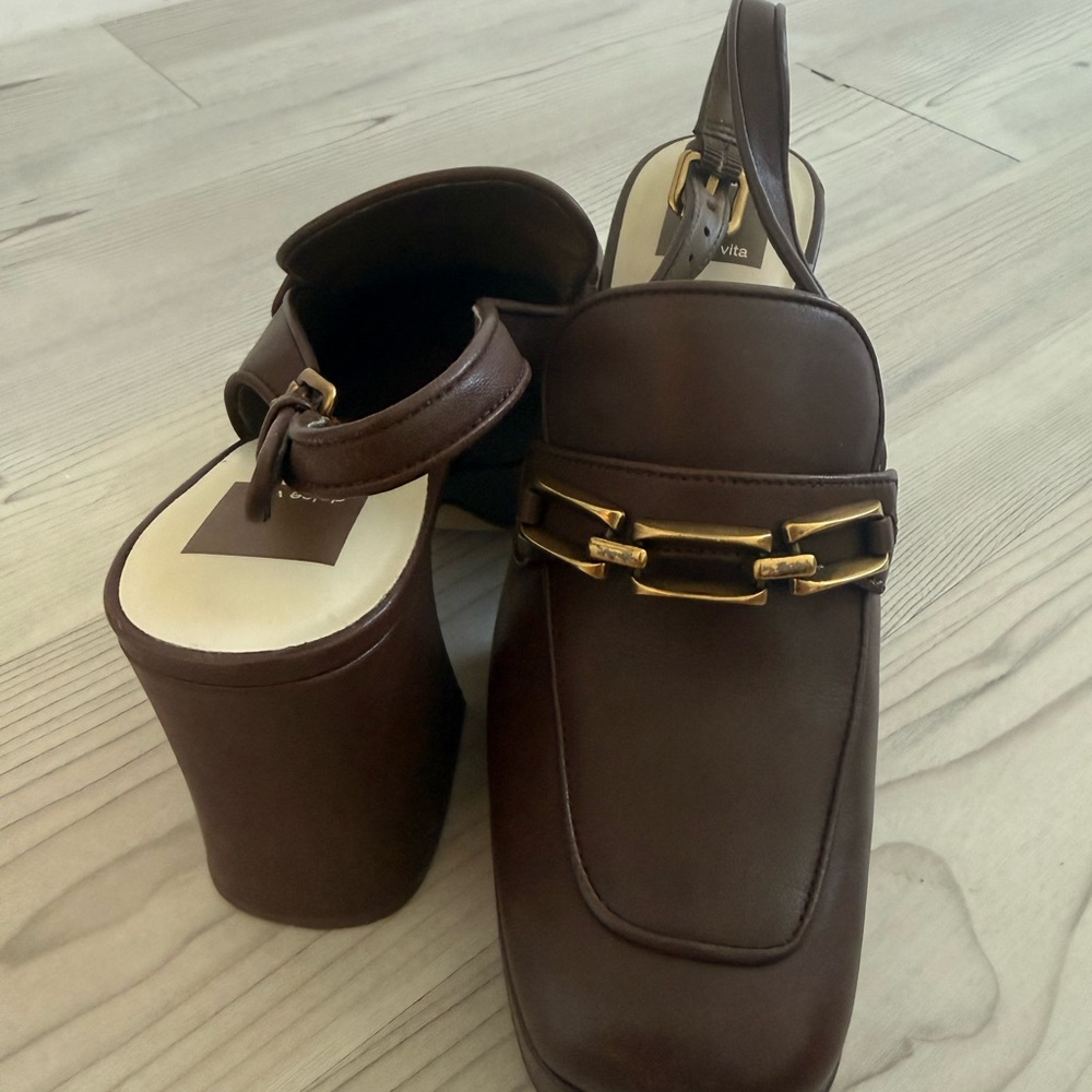 Dolce Vita Dark Brown Heels with Gold Accents